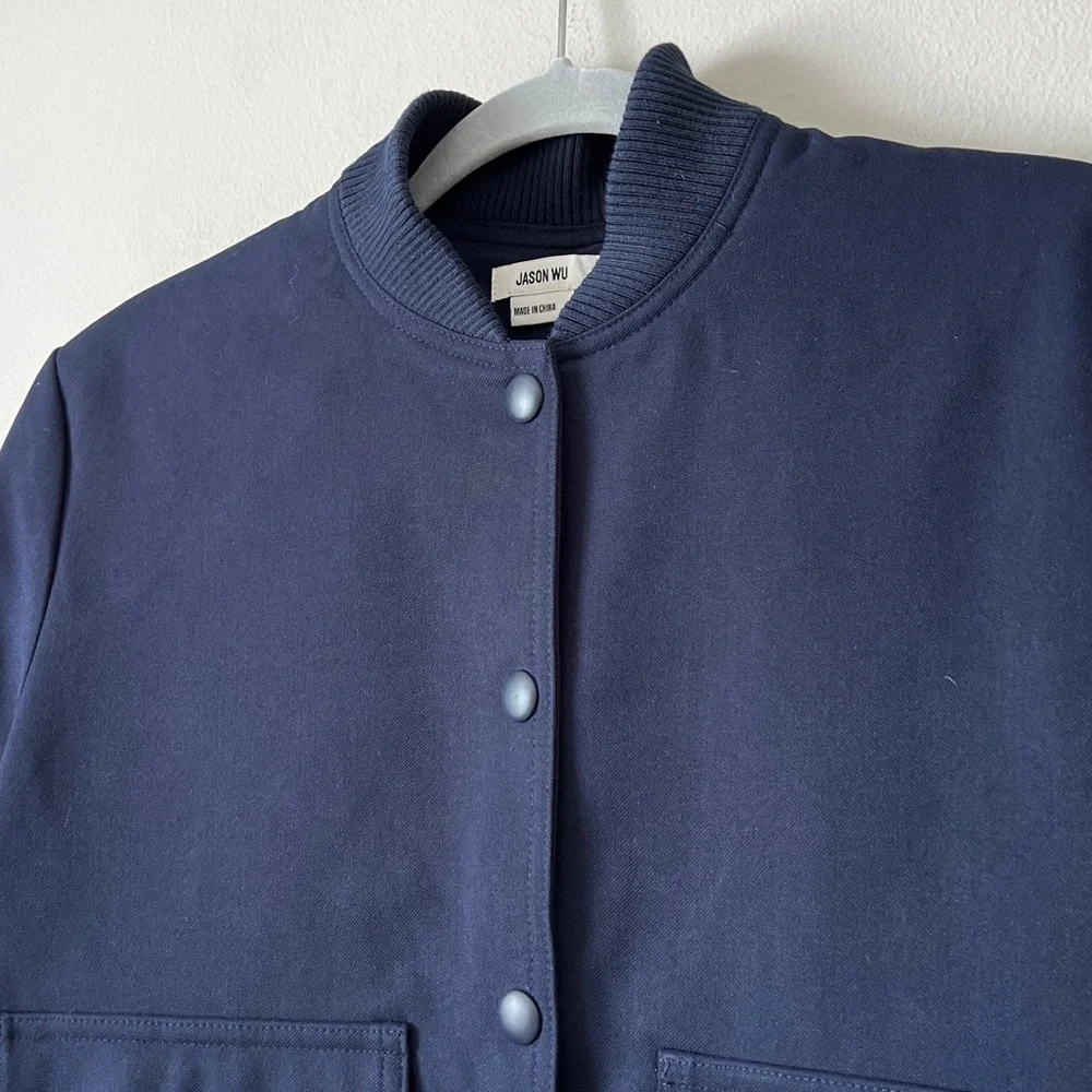 Jason Wu navy blue bomber jacket with pockets line new S - Picture 5 of 14